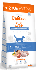 Calibra Dog Life Adult Medium Breed Chicken, 12 kg + 2 kg