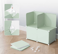 Gyermek moduláris gardróbszekrény, zöld, öltözőasztal polcokkal
