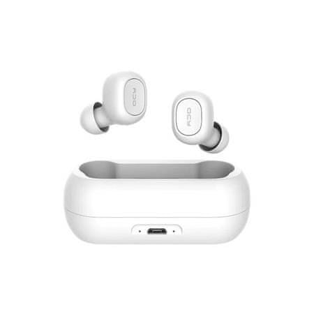 QCY - T1C, teljesen vezeték nélküli fülhallgató, újratölthető dobozzal, fehér színben