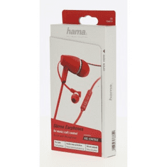 Hama fejhallgató mikrofonnal Joy, fülhallgató, hangerőszabályzó, piros színű