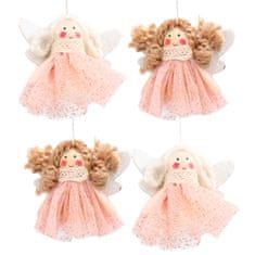 Severno Karácsonyi dísz készlet rózsaszín ruhás angyalkák (4 db)