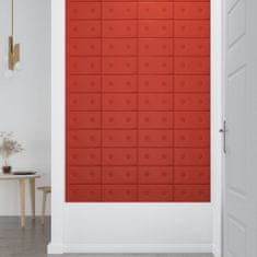 shumee 12 db piros műbőr fali panel 30 x 15 cm 0,54 m²