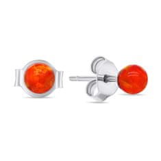 Brilio Silver Finom ezüst fülbevaló narancssárga szintetikus opálokkal EA625WR