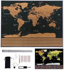 Malatec Nagy, lekaparható világtérkép zászlókkal Deluxe 82 x 59 cm, tartozékokkal fekete