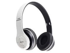 Verk 04110 P47 Bluetooth fejhallgató, vezeték nélküli fejhallgató mikrofonnal és MP3 lejátszó fehér