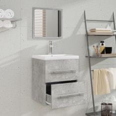 Greatstore betonszürke szerelt fa mosdószekrény beépített mosdóval