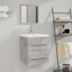 Greatstore betonszürke szerelt fa mosdószekrény beépített mosdóval