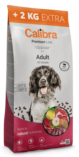 Calibra Dog Premium Line Adult Beef, 12+2 kg