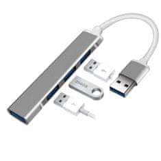 Northix USB 3.0 hub 4 porttal - ezüst 