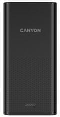 Canyon powerbank PB-2001, 20000mAh Li-poly, bemenet 5V/2A microUSB + USB-C, kimenet 5V/2.1A USB-A, fekete színű