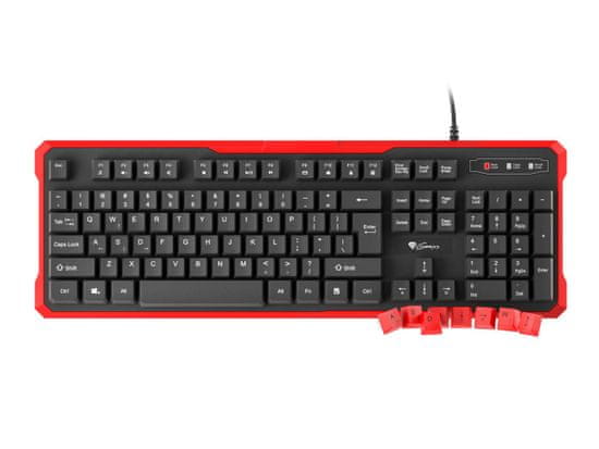 Genesis Gaming Keyboard RHOD 110/Vezeték nélküli USB/US elrendezés/Fekete-piros