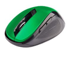 C-Tech WLM-02, vezeték nélküli egér, fekete-zöld, 1600DPI, 6 gomb, USB nano vevőkészülékkel