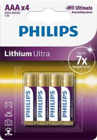 PHILIPS FR03LB4A/10 Lítium Ultra AAA akkumulátorok 4db