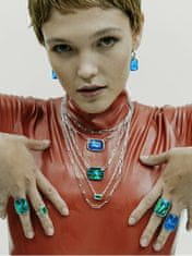Preciosa Luxus acél gyűrű kézzel préselt cseh kristály kővel Preciosa Ocean Emerald 7446 66 (Kerület 53 mm)
