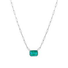 Preciosa Acél nyaklánc kézzel préselt cseh kristály kővel Preciosa Ocean Emerald 7444 66