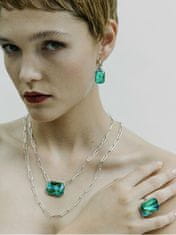 Preciosa Acél karika fülbevaló kézzel préselt cseh kristály kövekkel Preciosa 2v1 Ocean Emerald 7445 66