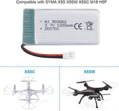 YUNIQUE GREEN-CLEAN 4db újratölthető Lipo akkumulátor (3.7V, 1200mAh Lipo) Rc drónokhoz Syma X5SC X5SW quadcopters