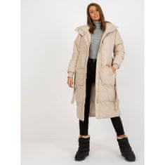 Ulefone Női hosszú steppelt téli kabát övvel BELA világos bézs színű LF-KR-160400.98P_391926 L