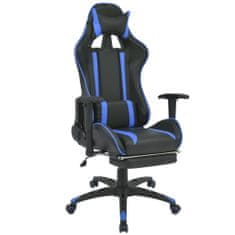 Greatstore kék dönthető versenyautó ülés alakú irodai szék lábtartóval