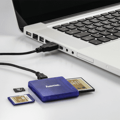 Hama multi kártyaolvasó USB 2.0, SD/microSD/CF, kék