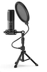 LORGAR mikrofon Soner 721 streaminghez, kondenzátor, hangerő, fekete