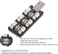 YUNIQUE GREEN-CLEAN 1 db 1S LiPo akkumulátortöltő USB 3.8V / 4.35V 6 csatornás töltő LiSV 1S Kis apró Szamárlapát Inductrix Micro JST 1.25 JST-PH 2.0 mCX mCPX