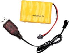 1 darab újratölthető 6V 700mAh AA Ni-CD elemek SM 2P dugó játékokhoz Power Bank + USB kábel