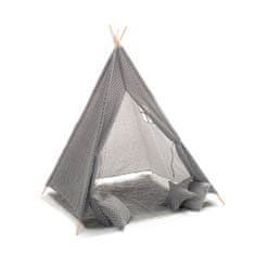 Domifito Teepee sátor, indiai szürke wigwam csillagokkal