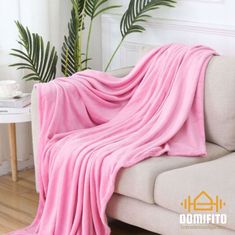 Domifito Puha takaró, flanel, gyapjú, ágytakaró, rózsaszín, 160x200 cm