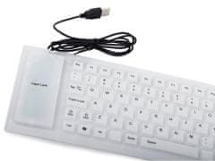 Verkgroup Vékony vízálló USB szilikon billentyűzet - összehajtható 35cm fehér