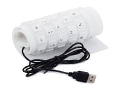 Verkgroup Vékony vízálló USB szilikon billentyűzet - összehajtható 35cm fehér