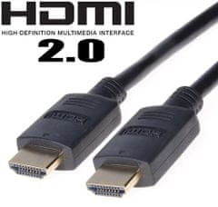 HDMI 2.0 High Speed + Ethernet kábel, aranyozott csatlakozók, 3m