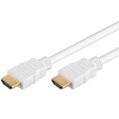 PremiumCord HDMI High Speed + Ethernet kábel, fehér aranyozott csatlakozók, 0,5m