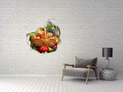 Wallmuralia.hu 3d fali matrica lyuk a falban Egy kosár gyümölcs zöldség 75x75 cm
