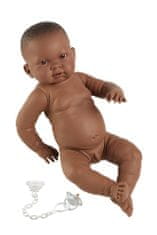 Llorens 45003 NEW BORN BOY - valósághű fekete babababa celluloid testtel - 45 cm