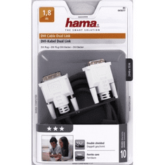 Hama DVI csatlakozókábel, Dual link, 1,8m, szürke