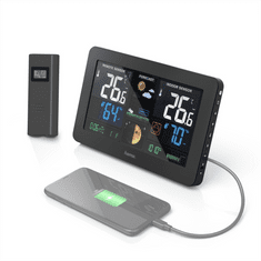 Hama Premium, időjárás-állomás színes kijelzővel és USB töltési funkcióval