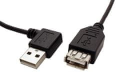 USB 2.0 A-A 15 cm-es hosszabbító kábel, jobbra hajlított, fekete