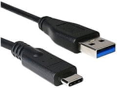 USB 3.0 AM-C típusú kábel (AM/CM), 2m, fekete, 2m, fekete