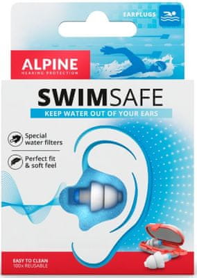alpine SwimSafe füldugók, hosszú élettartam, hipoallergén anyagból, mosható, Hollandiában készült, ideális úszáshoz, szörfözéshez, hallásvédelem