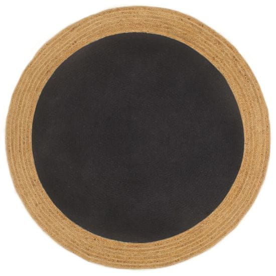 shumee fekete és természetes színű fonott juta-pamut kisszőnyeg 150 cm