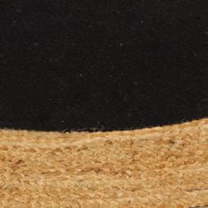 Greatstore fekete és természetes színű fonott juta-pamut kisszőnyeg 120 cm