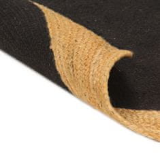 Greatstore fekete és természetes színű fonott juta-pamut kisszőnyeg 90 cm