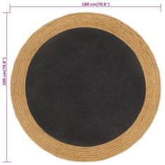 shumee fekete és természetes színű fonott juta-pamut kisszőnyeg 180 cm