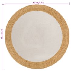 shumee fehér és természetes színű fonott juta-pamut kisszőnyeg 90 cm