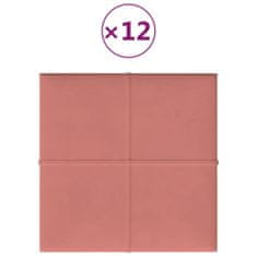 Greatstore 12 db rózsaszín bársony fali panel 30 x 30 cm 1,08 m²