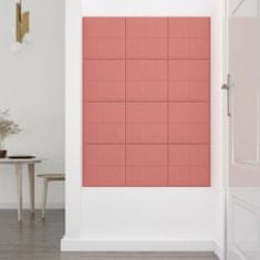 Greatstore 12 db rózsaszín bársony fali panel 30 x 30 cm 1,08 m²