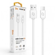 Aligator Adatkábel 2A USB-C 2m, fehér