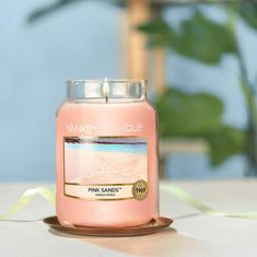 Classic illatgyertya üvegben nagy rózsaszín homok 623 g