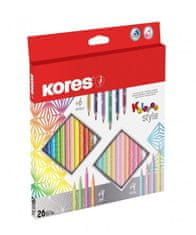 KORES Style háromszög alakú zsírkréták 26 színben